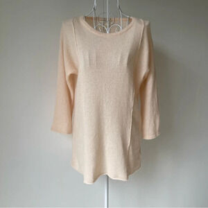 Cynthia Rowley 2 ply 100% cashmere crew neck sweater 2/3 sleeve peach size S